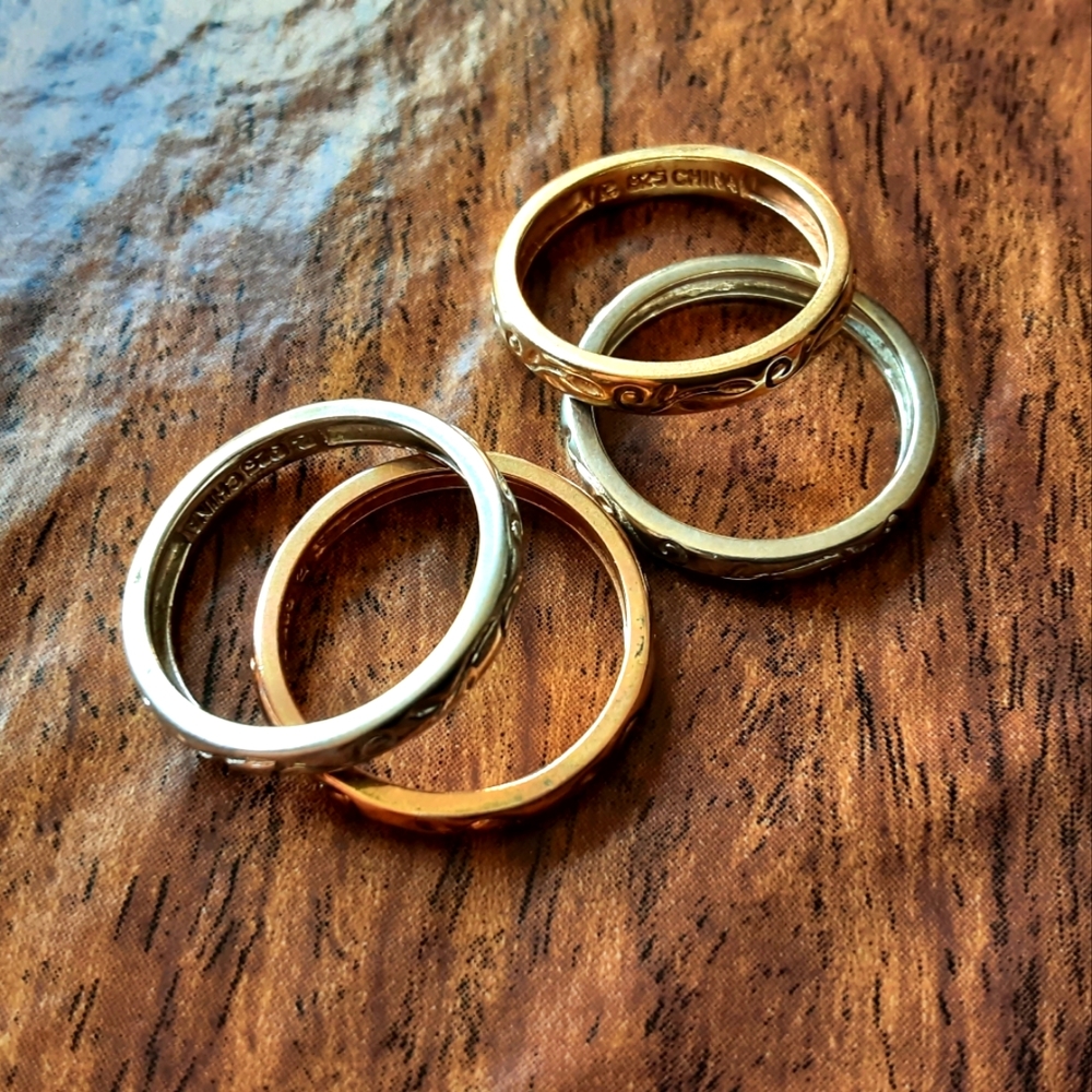Etched Gold Filled Stacker Rings - Picture 4 of 4